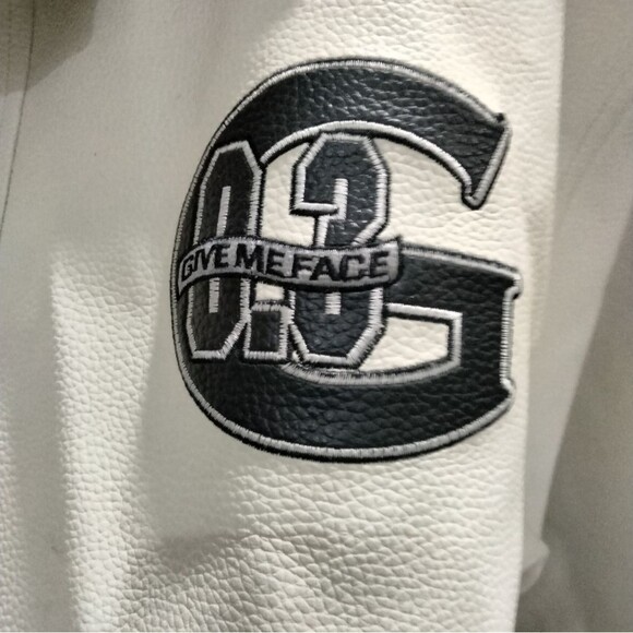 GiveMeFace Men's 2X Leather Jacket Heavy Vegan Leather G Block Rollin' Deep - Picture 2 of 8